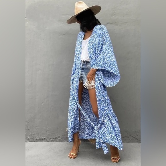 Leopard Sky Kimono Cárdigan Swimsuit Coverup - Picture 2 of 5
